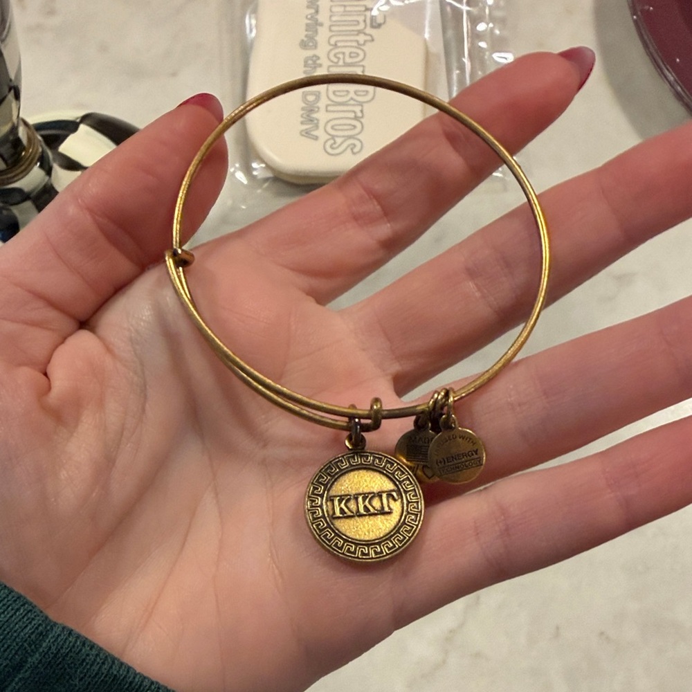 Alex and Ani Gold Tone KKΓ Medallion Charm Bangle